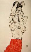 Egon Schiele Male nude with a Red Loincloth oil on canvas